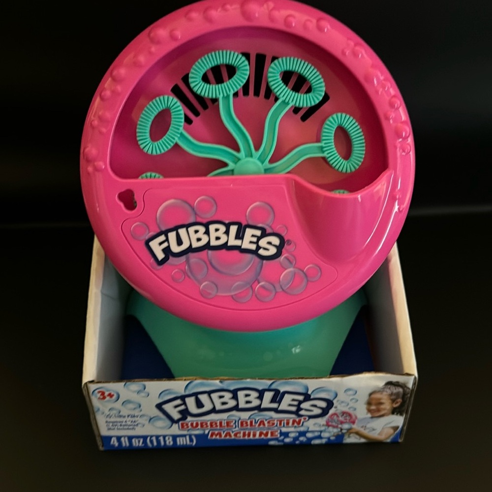 NEW: FUBBLES Pink & Teal Bubble Blasting Machine Bubbles Kids 3+ Outdoor Summer